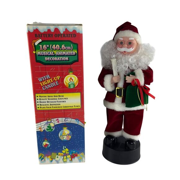 Vintage 16” Santa Figure, Candle Lights Up, Christmas Music Plays, Holiday Decor - Picture 8 of 10